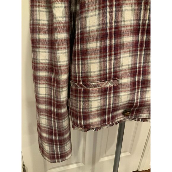 We The Free Red, White & Gray Plaid Alessandra Blazer W/ Notch Collar, Size XL - Picture 4 of 9
